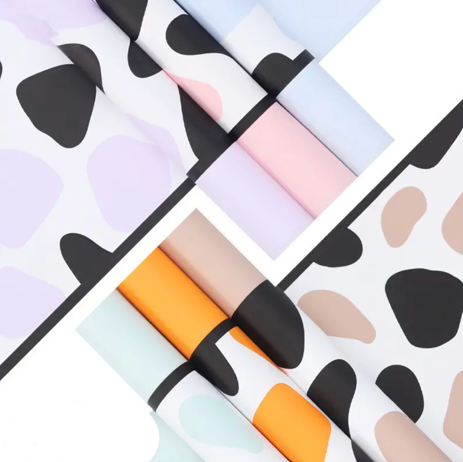 Cow Print Floral Wrapping Paper | Waterproof Bouquet Wrapping Paper
