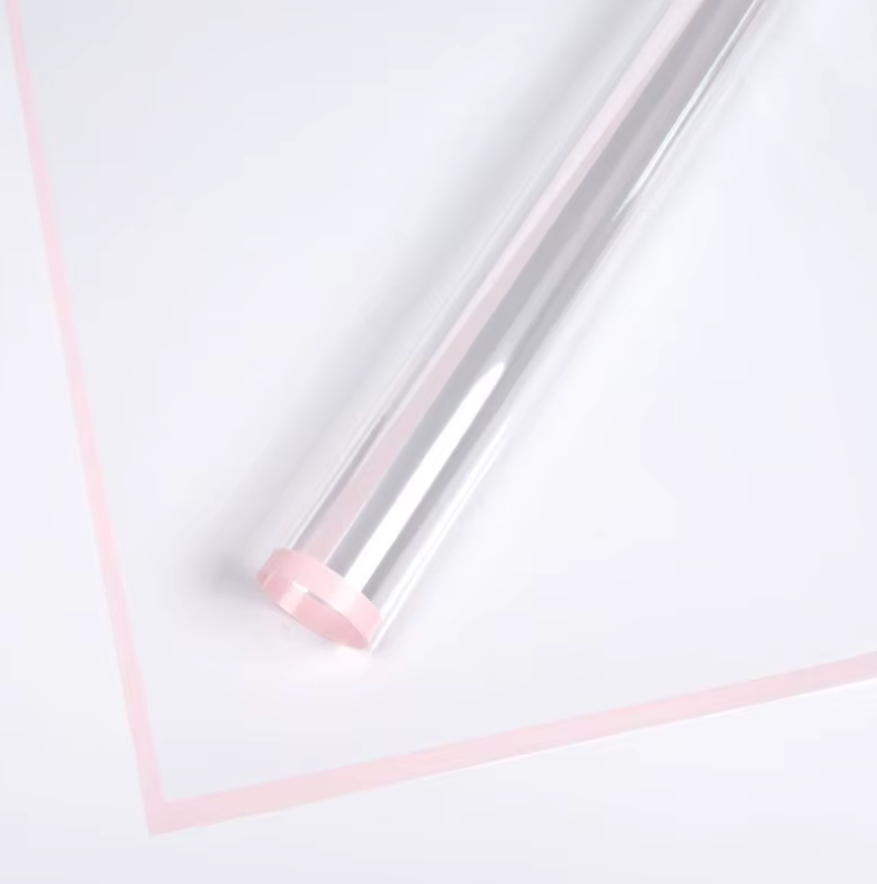 Colored Border Transparent Floral Wrapping Paper