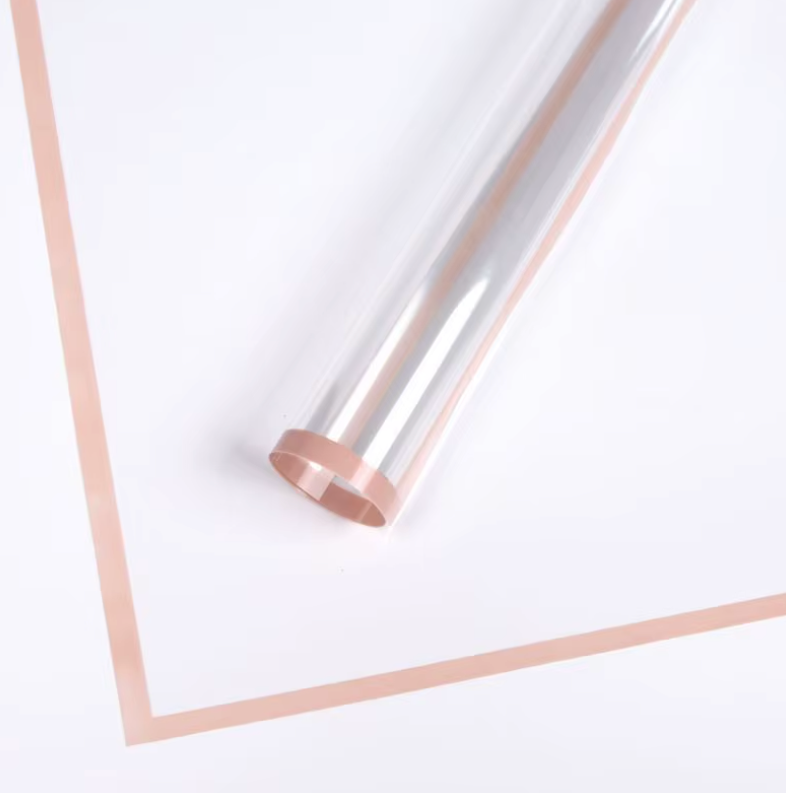 Colored Border Transparent Floral Wrapping Paper