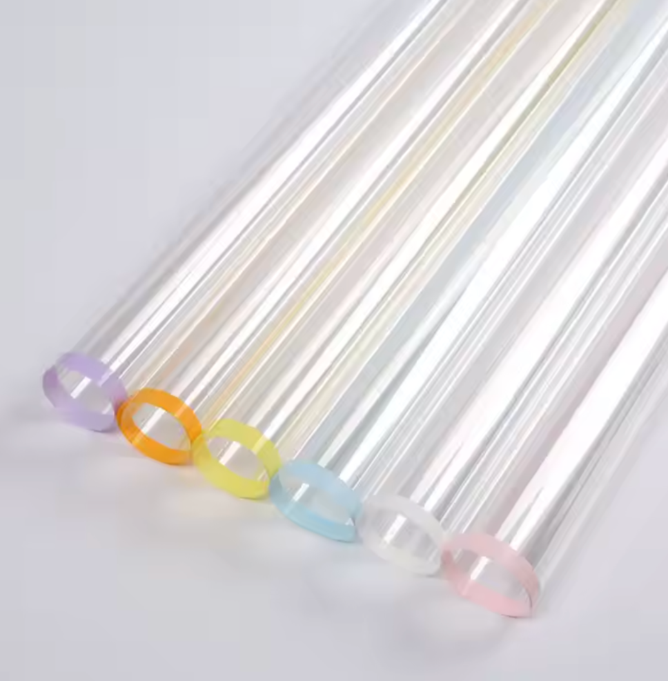 Colored Border Transparent Floral Wrapping Paper