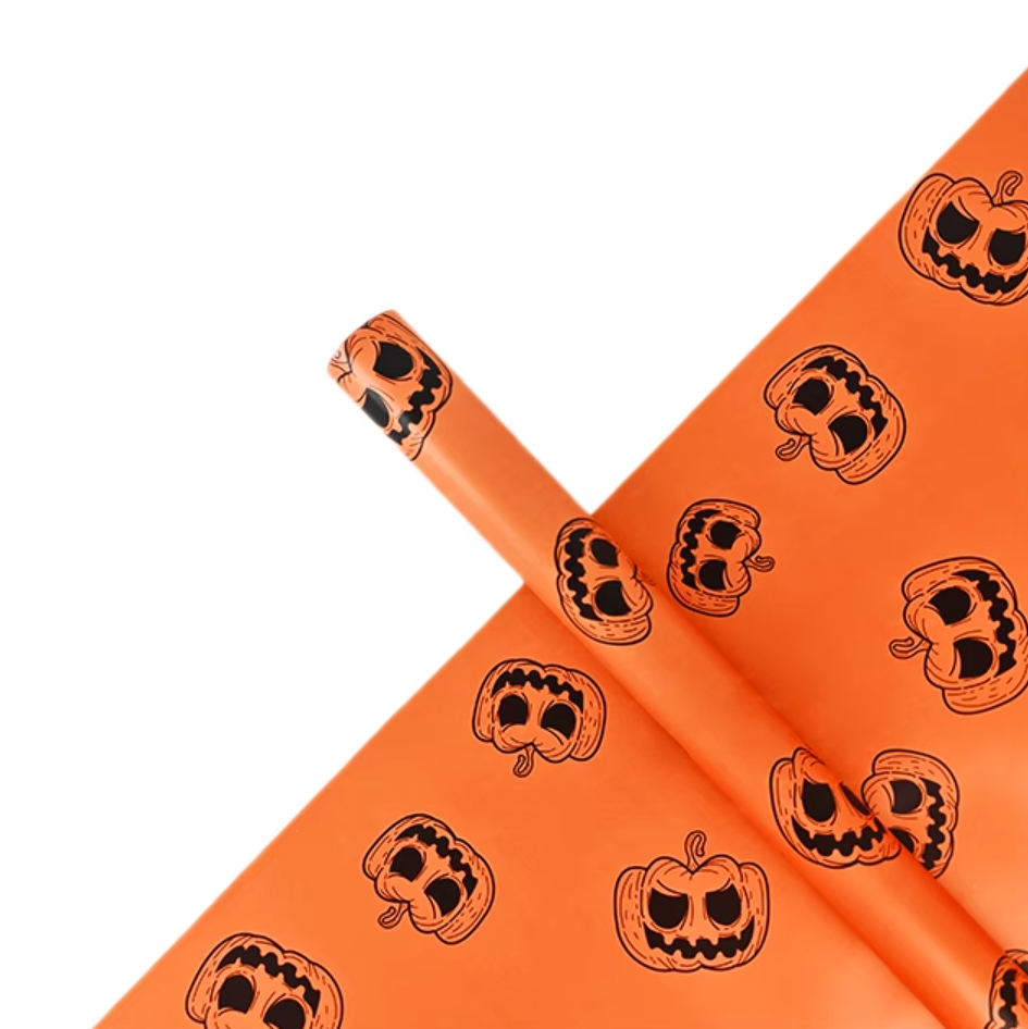 Papel floral de Halloween con forma calabaza aterradora