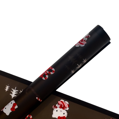 Candy Cane Hello Kitty Floral Wrapping Paper