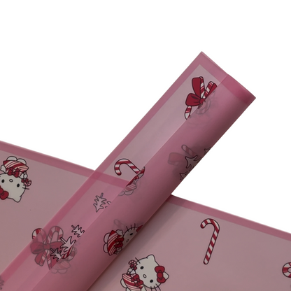 Candy Cane Hello Kitty Floral Wrapping Paper