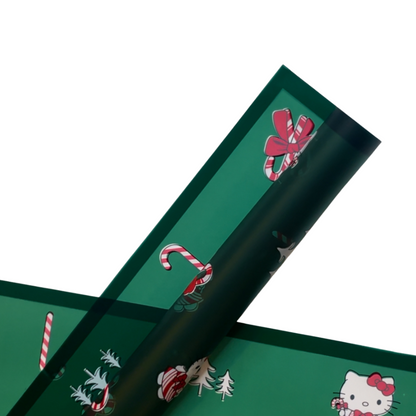 Candy Cane Hello Kitty Floral Wrapping Paper