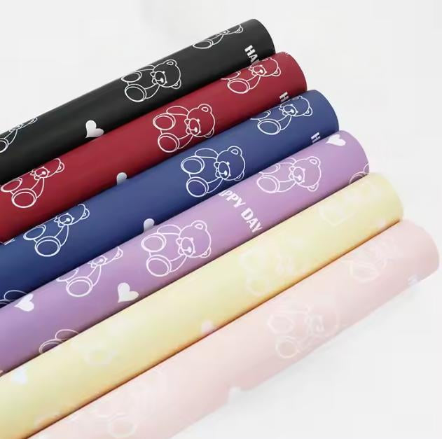 eddy Bear Floral Wrapping Paper | Premium Waterproof Flower Bouquet Wrap
