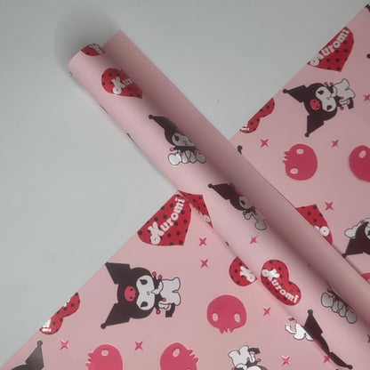 Kuromi Heart Floral Wrapping Paper