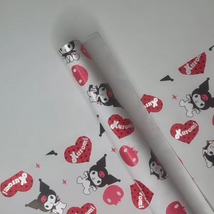 Kuromi Heart Floral Wrapping Paper