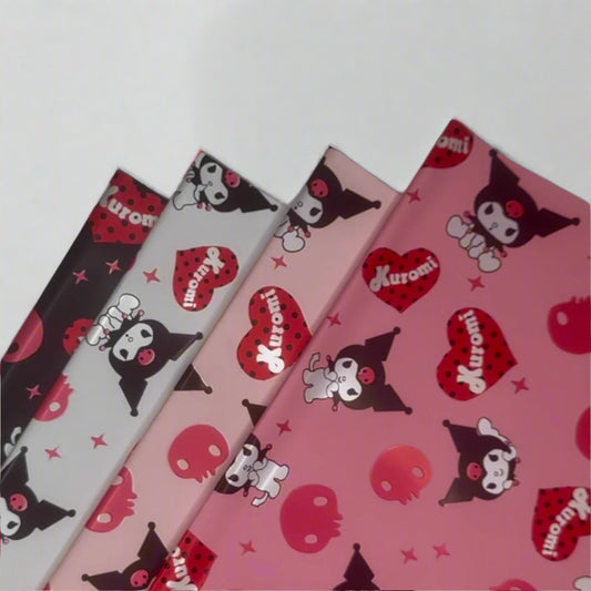 Kuromi Heart Floral Wrapping Paper