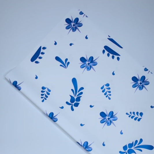 Blue Flower Floral Wrapping Paper