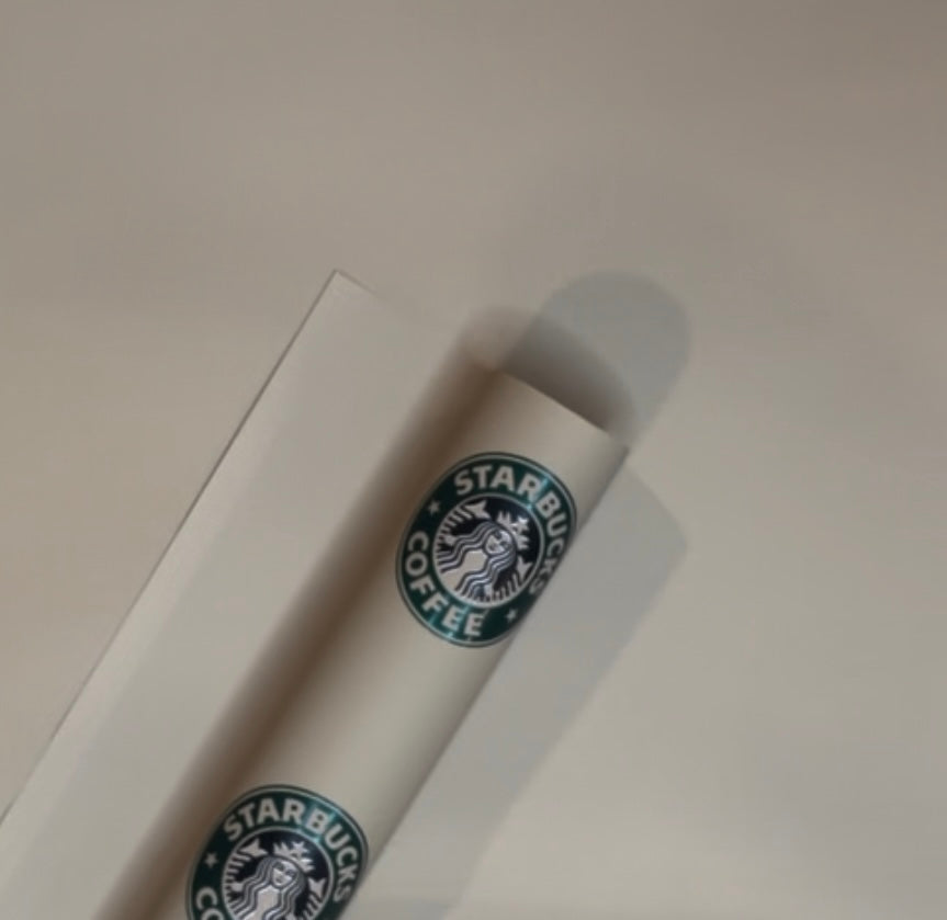 Beige Coffee Cream Starbucks Floral Wrapping Paper