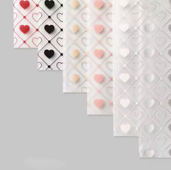 Clear Heart Flower Wrapping Paper | Waterproof Bouquet Wrapping Paper