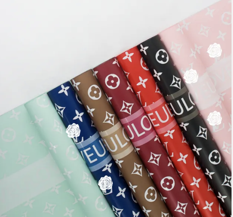 LV Luxury Floral Wrapping Paper | Premium Waterproof Bouquet Wrapping Paper