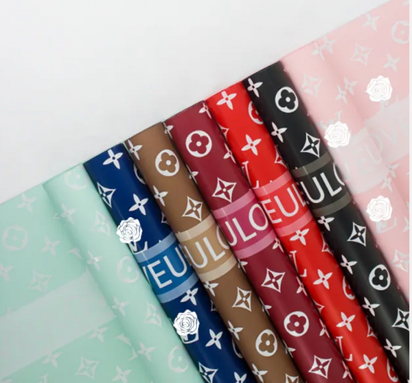 LV Luxury Floral Wrapping Paper | Premium Waterproof Bouquet Wrapping Paper