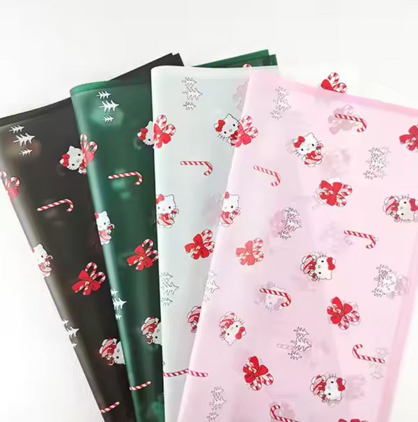Hello Kitty Christmas Floral Wrapping Paper | Premium Waterproof Bouquet Wrap