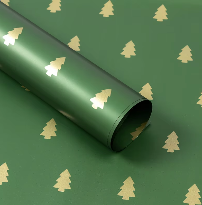 Papel de regalo floral con temática navideña
