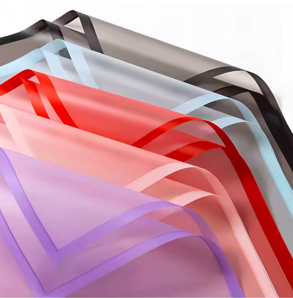 Transparent Floral Wrapping Paper with Solid Color Edge | Premium Flower Bouquet Wrap