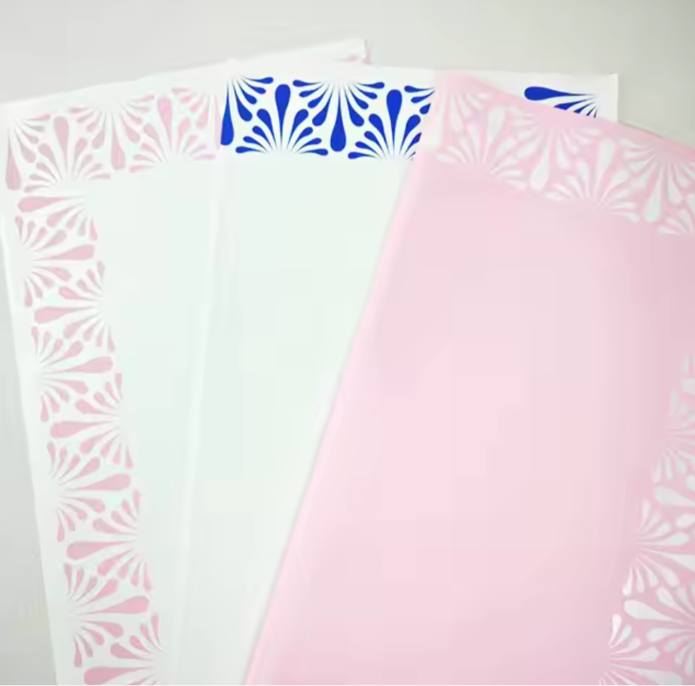 Striped Edges Floral Wrapping Paper