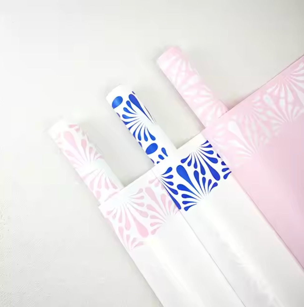 Striped Edges Floral Wrapping Paper | Premium Waterproof Flower Bouquet Wrap