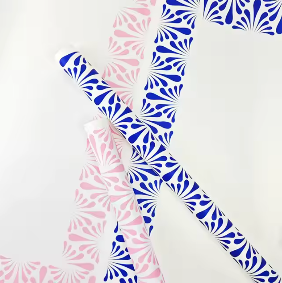 Striped Edges Floral Wrapping Paper