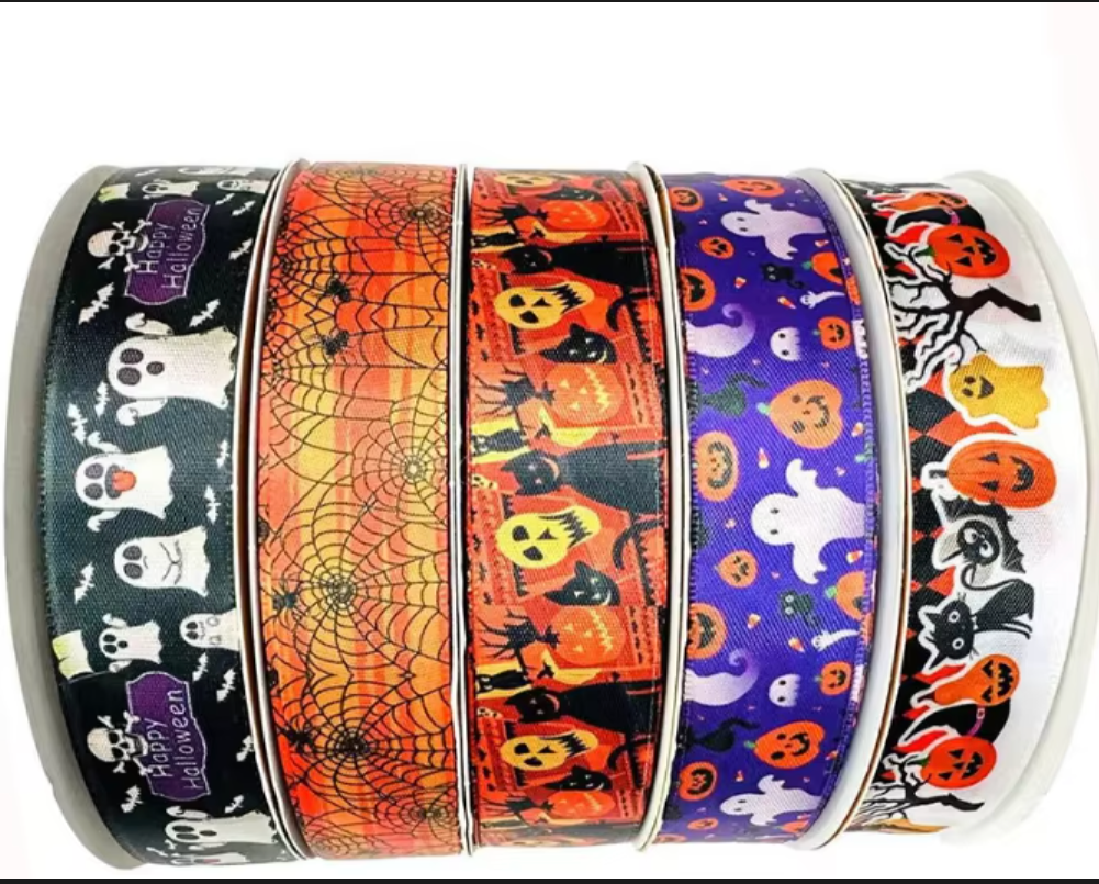 Halloween Spirit Ribbon | Spooky Decorative Floral Ribbon for Bouquets & Gifts
