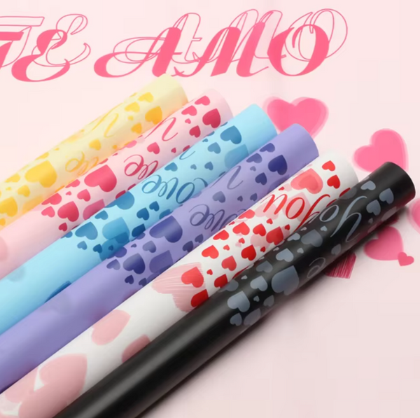 "Te Amo" Floral Wrapping Paper | Romantic Waterproof Flower Bouquet Wrap