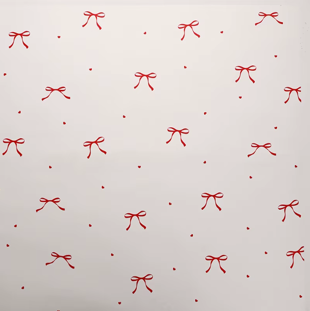 Thin Ribbon Bow Floral Wrapping Paper
