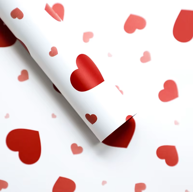 Colored Heart Floral Wrapping Paper
