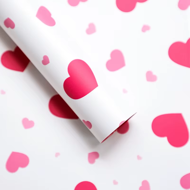 Colored Heart Floral Wrapping Paper