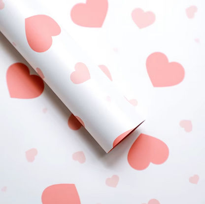 Colored Heart Floral Wrapping Paper