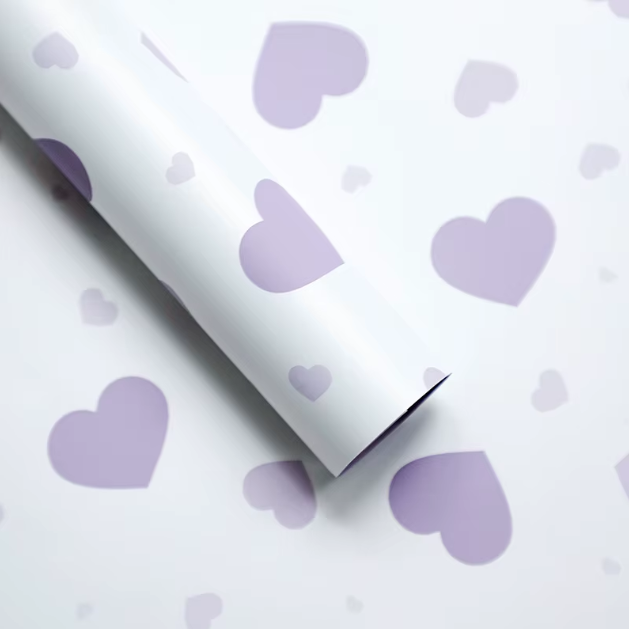 Colored Heart Floral Wrapping Paper