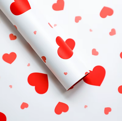 Colored Heart Floral Wrapping Paper