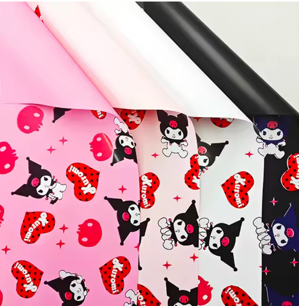 Kuromi Heart Floral Wrapping Paper