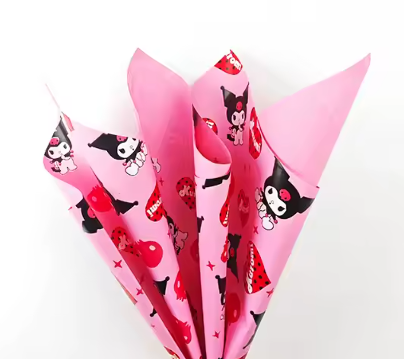Kuromi Heart Floral Wrapping Paper