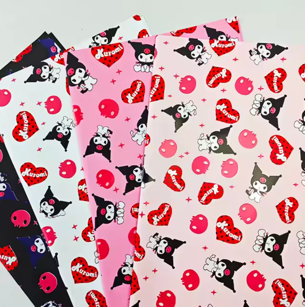 Kuromi Heart Floral Wrapping Paper
