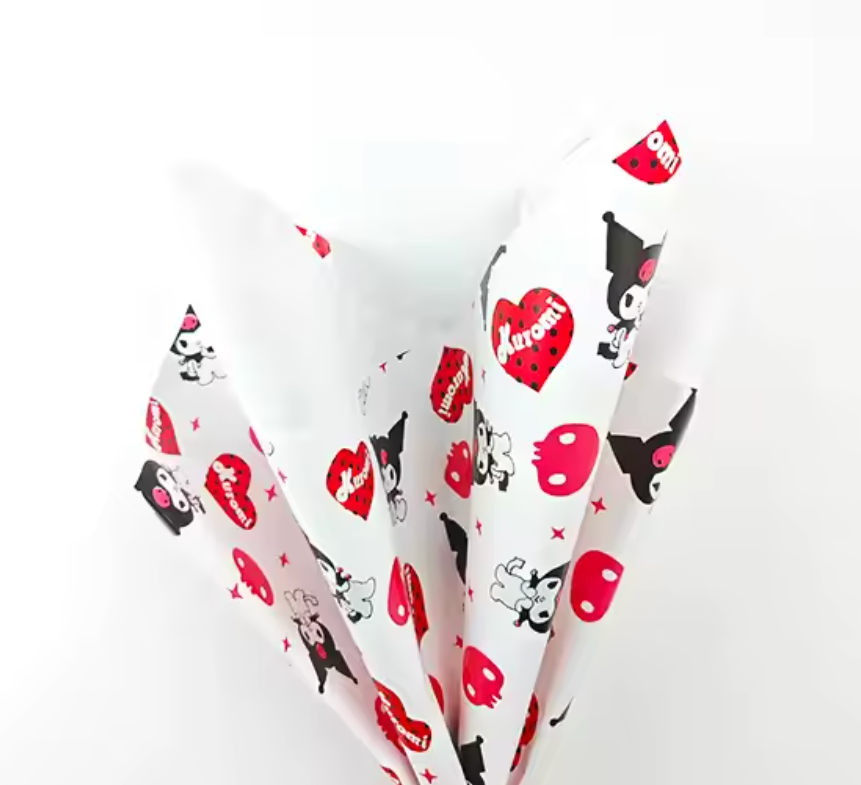 Kuromi Heart Floral Wrapping Paper