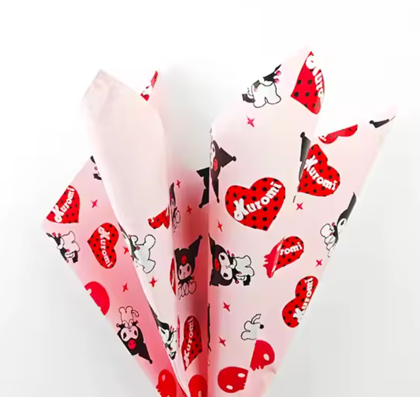 Kuromi Heart Floral Wrapping Paper