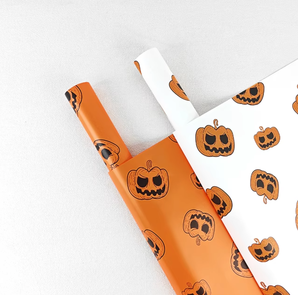 Scary Pumpkin Halloween Floral Paper