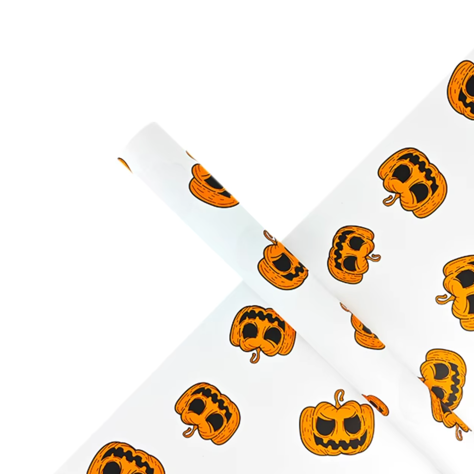 Scary Pumpkin Halloween Floral Paper
