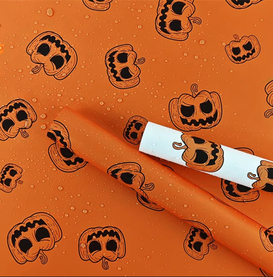 Scary Pumpkin Halloween Floral Paper