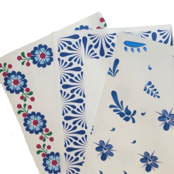 Blue Floral Wrapping Paper | Waterproof Flower Bouquet Wrapping Paper